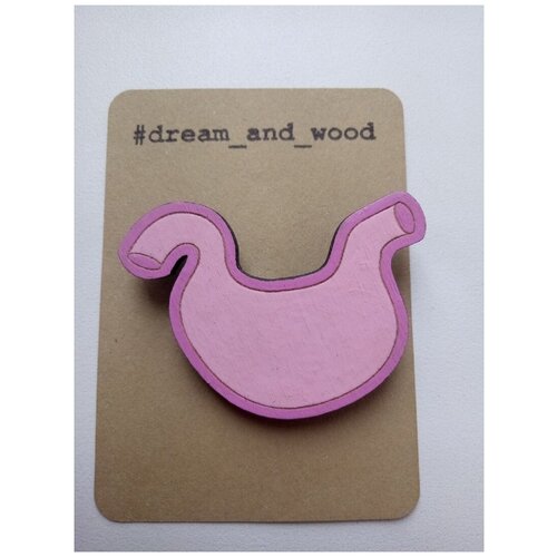 Брошь ручной работы из дерева желудок