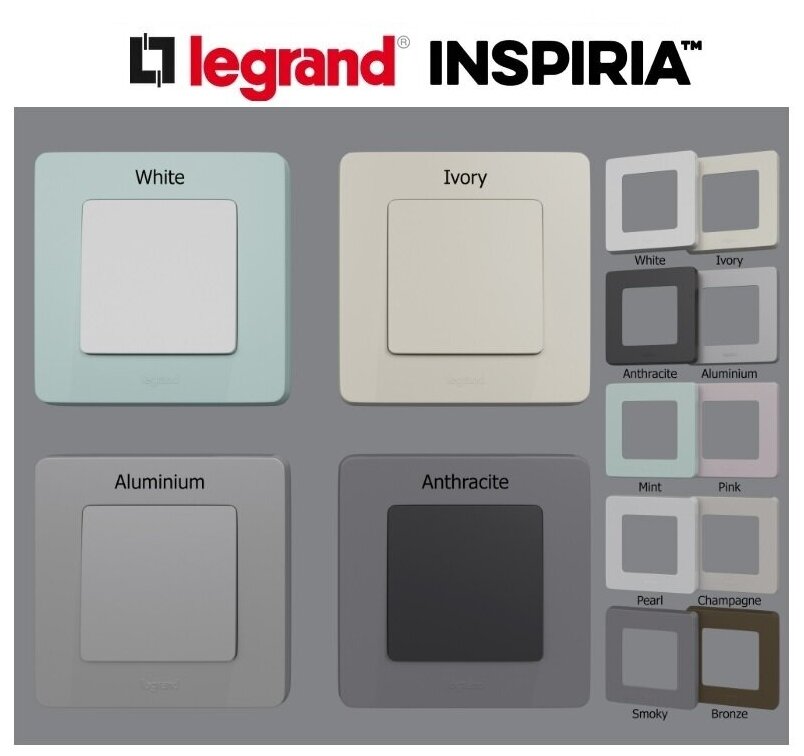 Legrand INSPIRIA Антрацит Термостат с внешним датчиком для тёплых полов