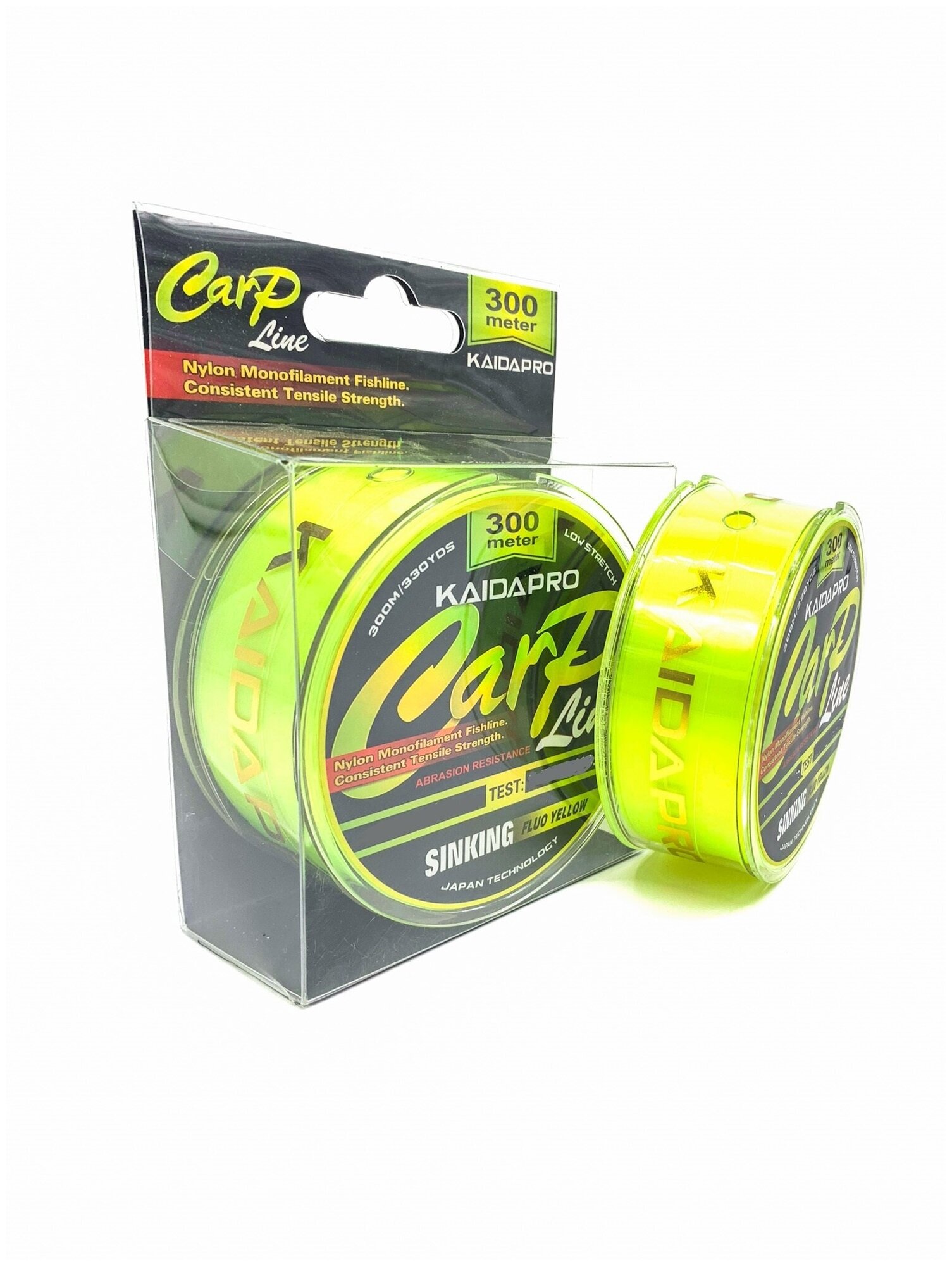 Леска KAIDA Carp Line NEON YELLOW 300м 0.405мм 12.42кг 27.37lb