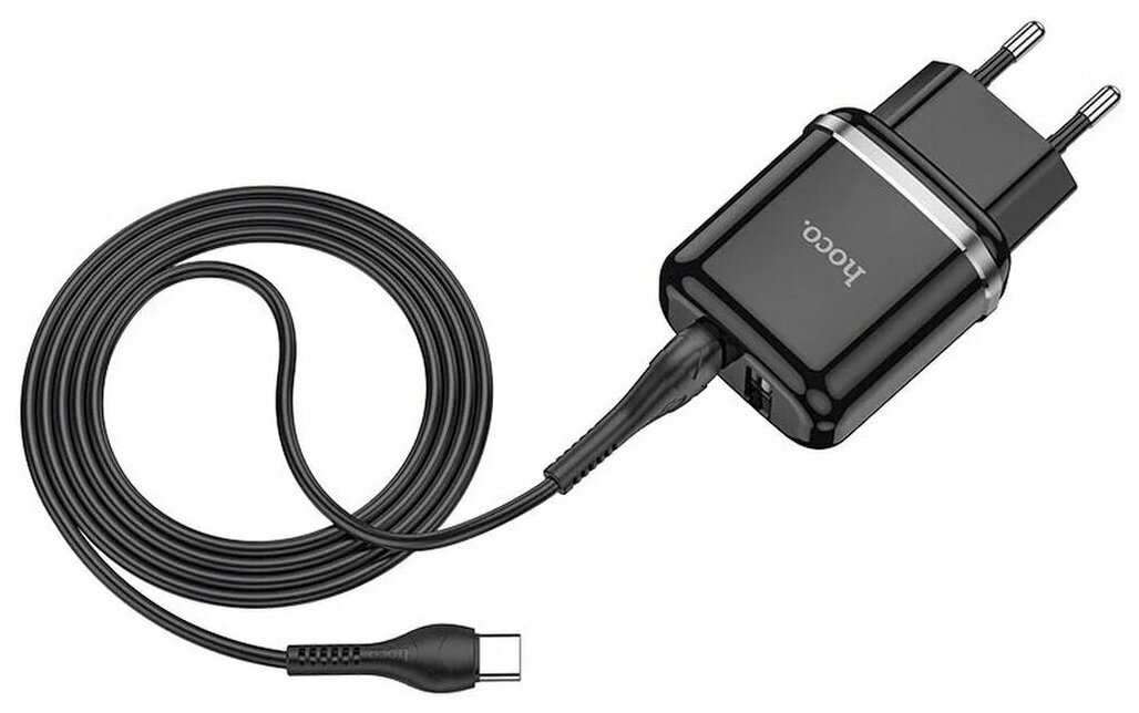 Сетевое зарядное устройство Hoco N4 Aspiring dual port charger set for Type-C Черный