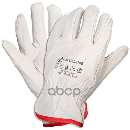 Перчатки Водительские Airline Кожаные Белые Размер L (Защитные От Механических Повреждений) AIRLINE арт. ADWG104 кожаные перчатки jet2 чёрный l