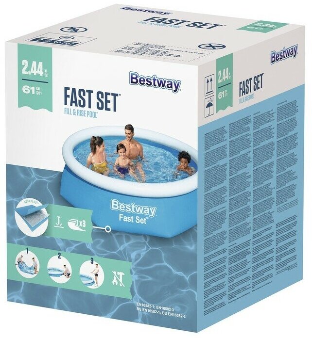 Bestway Бассейн надувной Fast Set, 244 х 61 см, 57448/57494 - фотография № 4