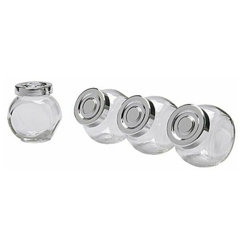 IKEA Банка для специй, 4 шт, стекло, цвет алюминия райтан