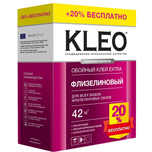 Клей для флизелиновых обоев KLEO EXTRA 35 + 20% бесплатно, Флизелиновый 290 грамм