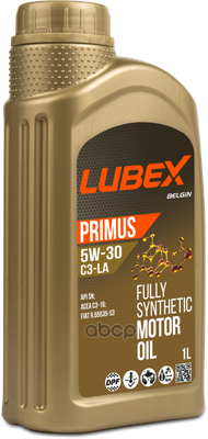LUBEX Масло Моторное Синтетическое Primus C3-La 5W-30 Sn C3 1Л