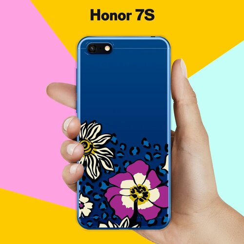 Силиконовый чехол Цветы с узором на Honor 7S силиконовый чехол цветы сепия на honor 7c хонор 7с прозрачный
