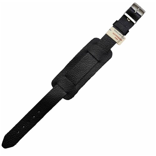 Ремешок Знамя, фактура тиснение, перфорированная, диаметр шпильки 1.5 мм, размер 18мм, черный