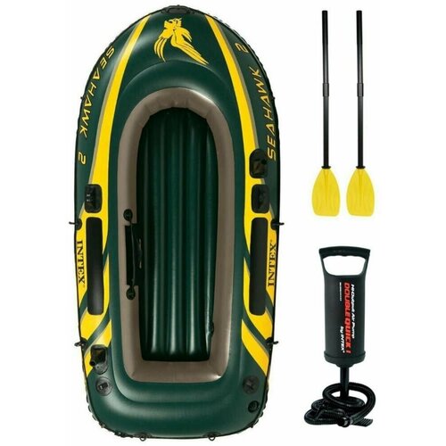 INTEX Лодка надувная Seahawk 2 Set 3 камеры, 236x114x41см, до 240кг весла/насос/рем комплект