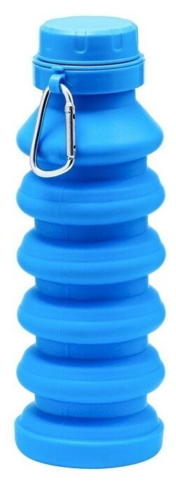 Бутылка для воды силиконовая, 450 мл, 7 х 21.3 см, синяя - фотография № 5