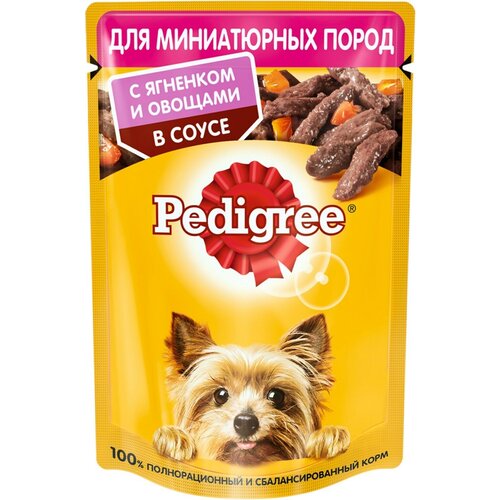 Корм консервированный для взрослых собак PEDIGREE с ягненком и овощами в соусе, для миниатюрных пород, 85 г - 50 шт.