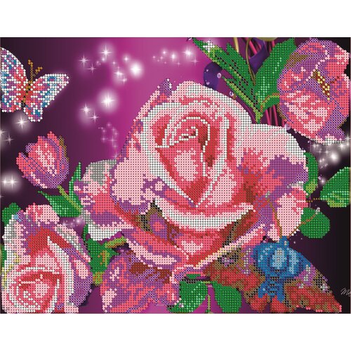 Вышивка бисером картины Акварельные розы 24*30см