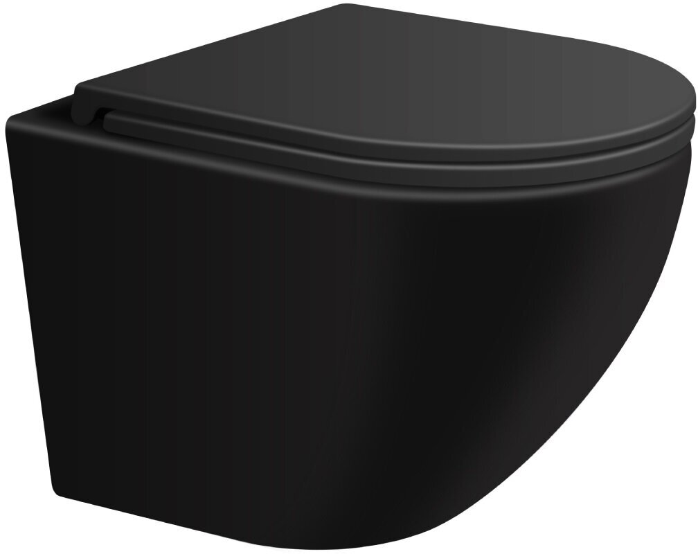 Подвесной безободковый унитаз с сиденьем микролифт Avimano цвет черный матовый
