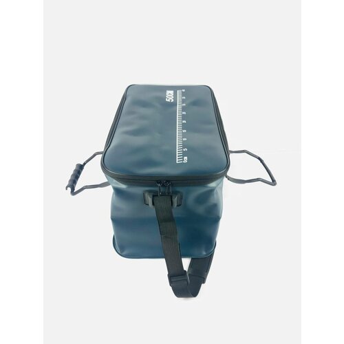 Водонепроницаемое складное сумка-ведро с крышкой / кан рыболовный с линейкой, 50 см, темно-синий