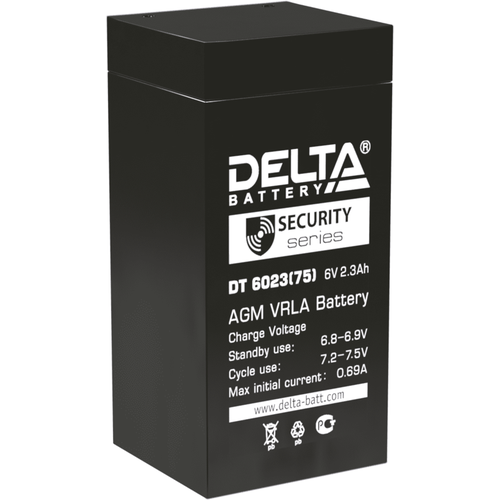 Аккумулятор Delta DT 6023 (75мм) 6V AGM (2,29 Ач)
