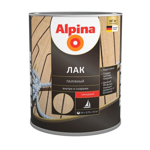 Лак алкидно-уретановый Alpina палубный глянцевый 0,75л