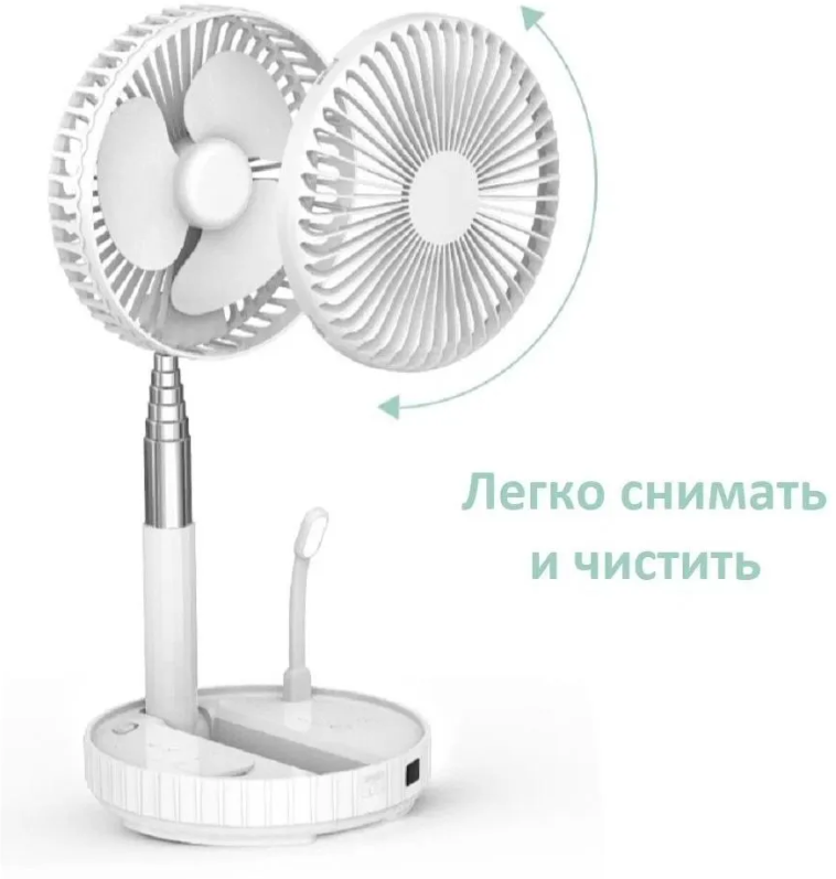 Настольный вентилятор телескопический \ Напольный вентилятор с USB ,4 скорости, белый - фотография № 4