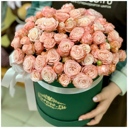 Коробка из 19 кустовых пионовидных роз Мадам Бомбастик