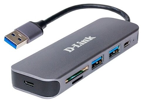 D-Link DUB-1325 A2A Концентратор с 2 портами USB 3.0, 1 портом USB Type-C, слотами для карт SD и microSD и разъемом USB 3.0