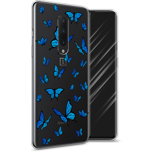Силиконовый чехол на OnePlus 8 / ВанПлас 8 Синие бабочки, прозрачный силиконовый чехол на oneplus 8 ванплас 8 сочные булочки прозрачный