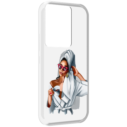 Чехол MyPads Девушка в белом халате женский для Itel Vision 3 Plus / Itel P38 Pro задняя-панель-накладка-бампер