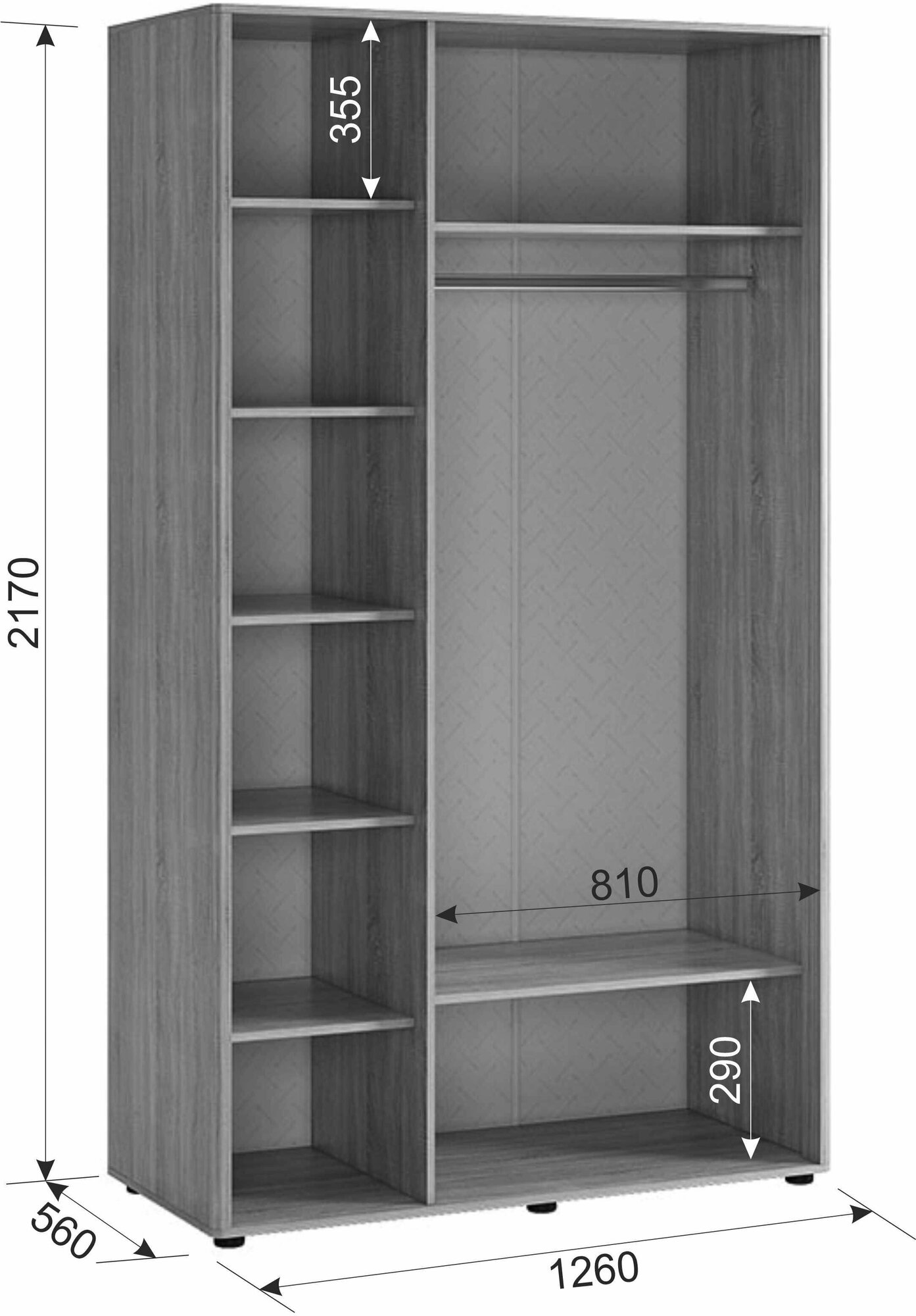 Шкаф для одежды для прихожей MEBELSON Зара SMZ-010, (ШхГхВ): 126х56х217 см, дуб сонома/белый - фотография № 4