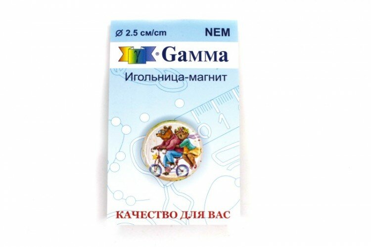 №33 Мишки на велосипеде, Игольница-магнит NEM в пакете с еврослотом Gamma - фото №19