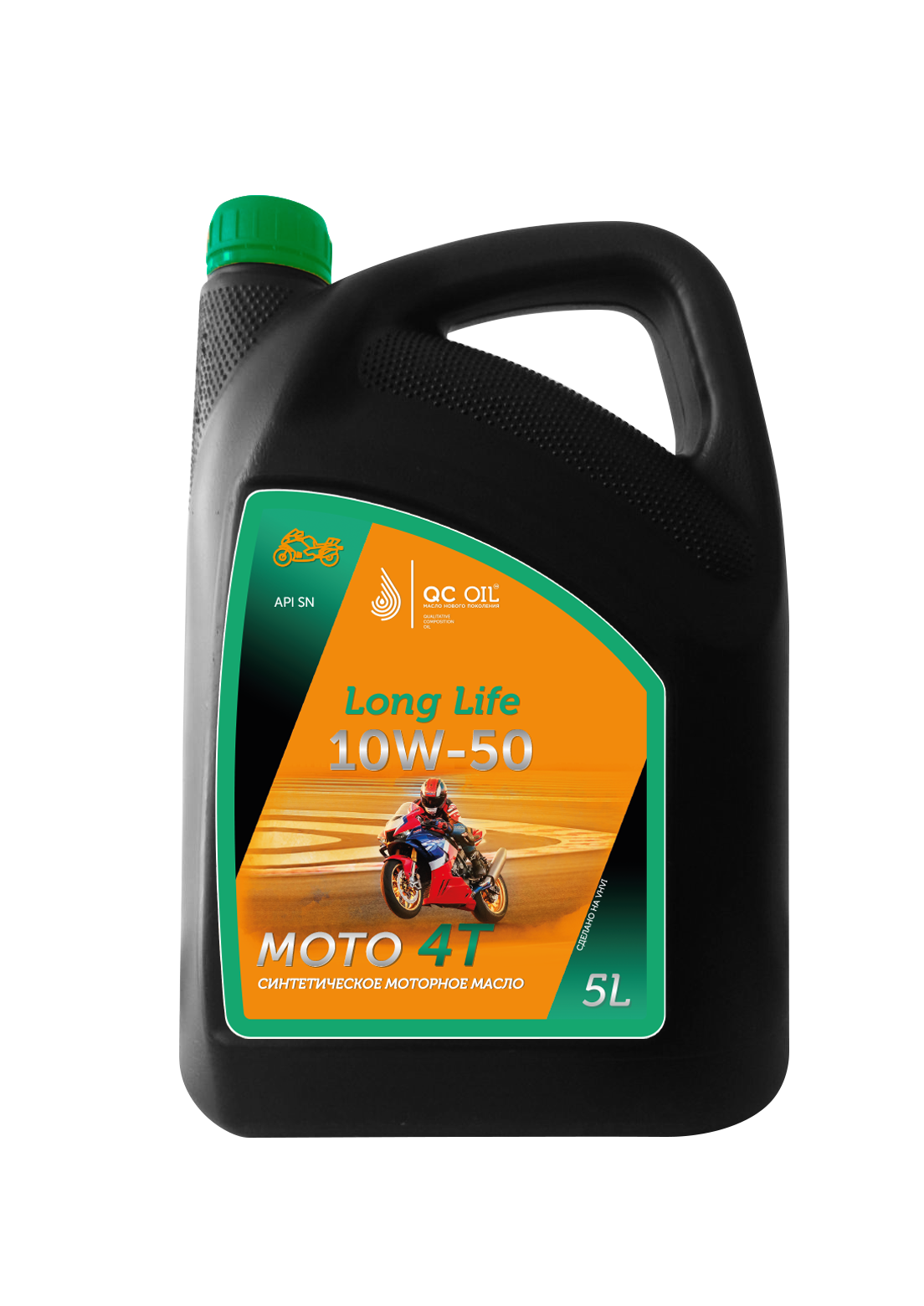 Моторное масло 10W-50 мото 4Т QC OIL Long Life 5л синтетическое плакирующее