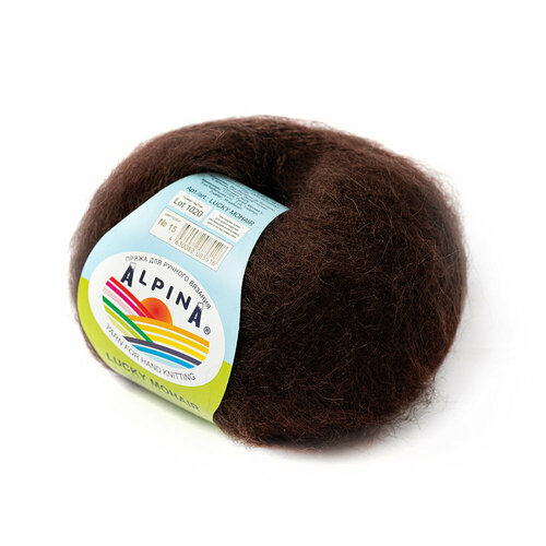 фото Пряжа alpina "lucky mohair" 60% кид мохер, 40% акрил 50 г 150 м №15 темно-коричневый
