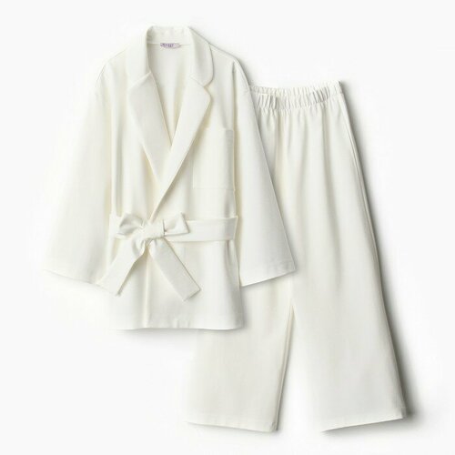 Комплект одежды Minaku, размер 140, белый, бежевый комплект одежды minaku размер 140 бежевый фиолетовый
