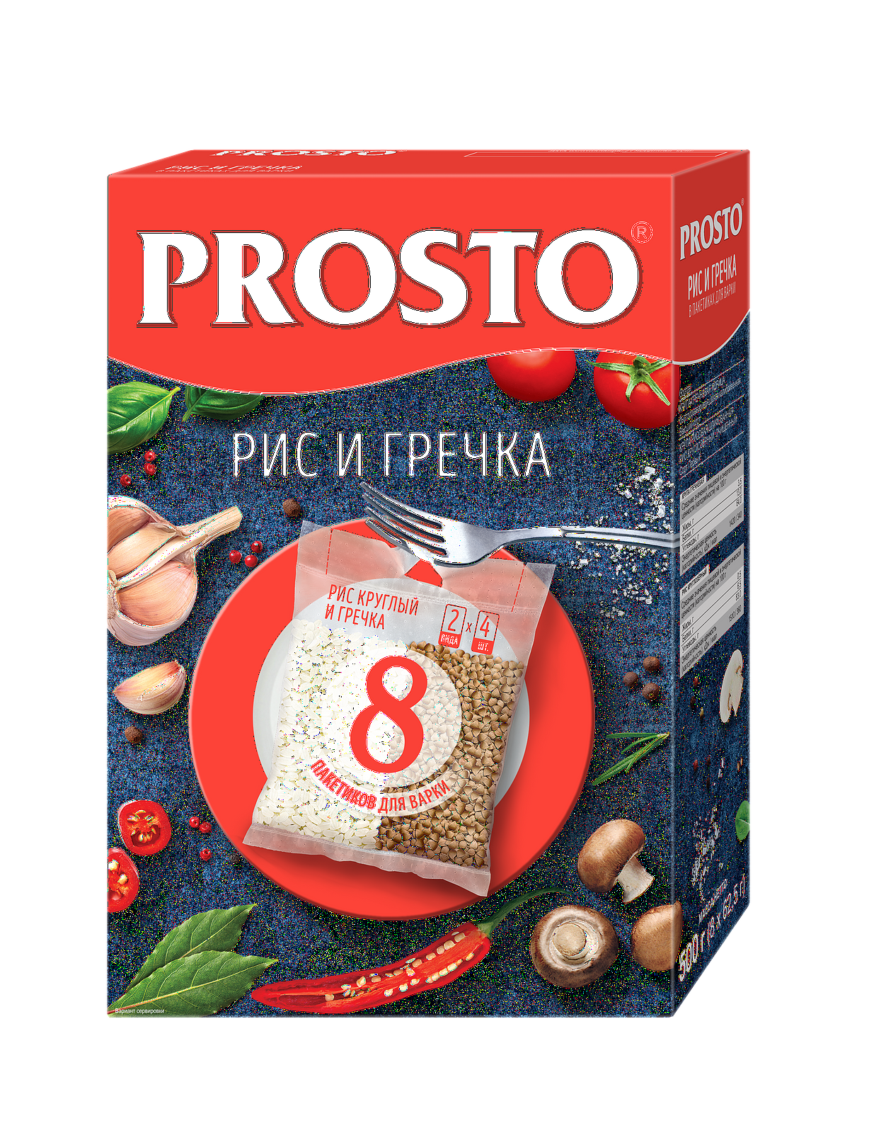Упаковка из 12 штук Ассорти рис и греча Prosto 500г (8 х 62,5г)