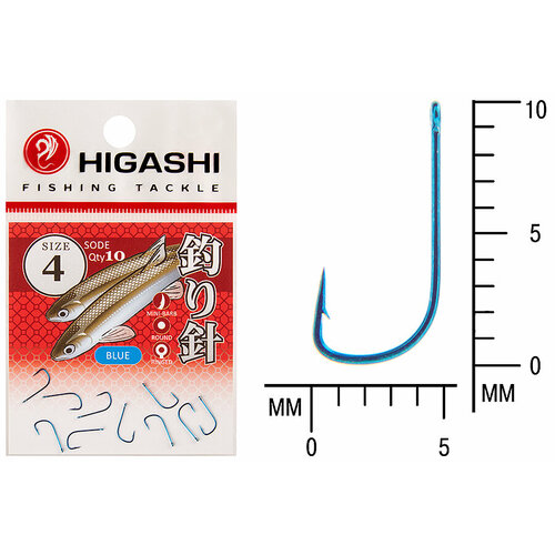 фото Higashi крючок higashi sode ringed #4 blue