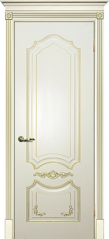 фото Межкомнатная дверь эмаль слоновая кость / патина золото ( Ral 1013 ) Смальта 10 ДГ
