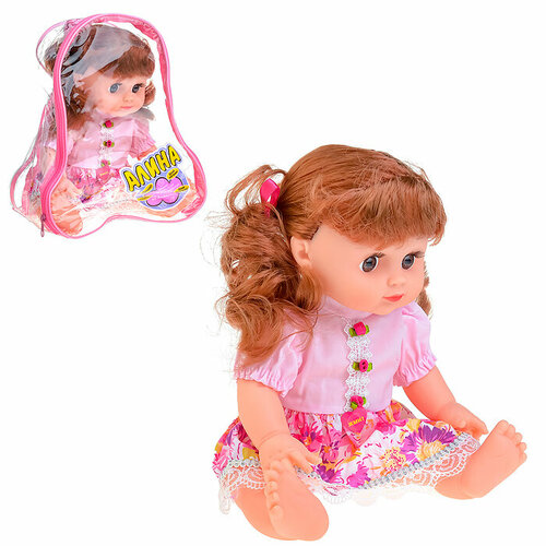 Кукла 5505 Алина озвуч. в платье с цветами, в рюкзаке