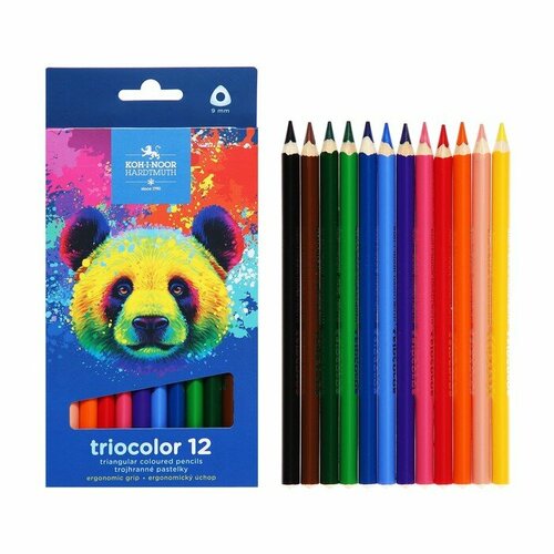 карандаши цветные 24 цвета koh i noor triocolor l 175мм d 7мм d 3 2мм 3гр картонная упаковка 3134024004ksrv 6 уп Карандаши Jumbo 12цв K-I-N 3142 Triocolor bear, утолщ, трехгранные, карт/уп