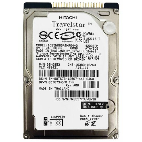 Жесткий диск Hitachi 13G1813 60Gb 4200 IDE 25 HDD 921500₽