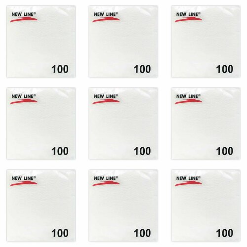 Новая линия Салфетки бумажные, белые, 100 шт, 9 уп