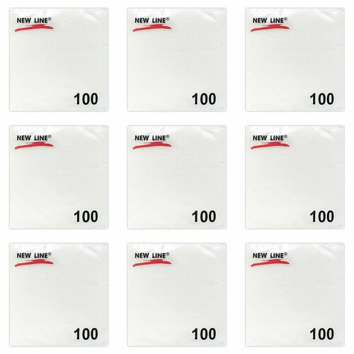 Новая линия Салфетки бумажные, белые, 100 шт, 9 уп
