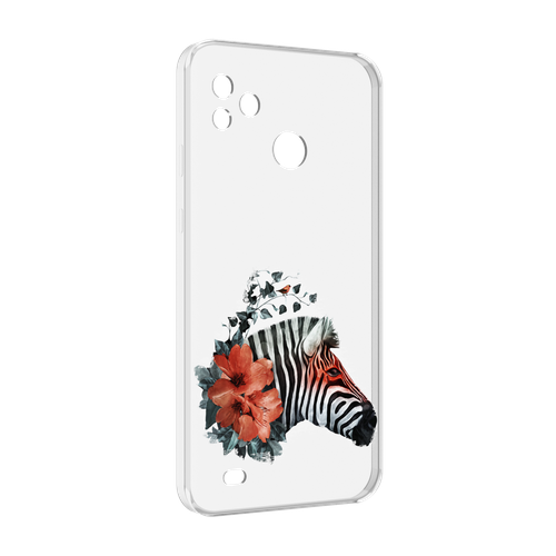 Чехол MyPads Зебра с цветами для Tecno Pop 5 Go задняя-панель-накладка-бампер