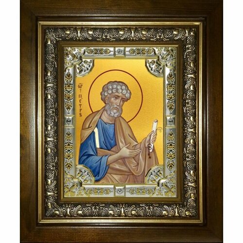 Икона Петр апостол, 18x24 см, со стразами, в деревянном киоте, арт вк-3512 икона иоанн богослов апостол 18x24 см со стразами в деревянном киоте арт вк 3497