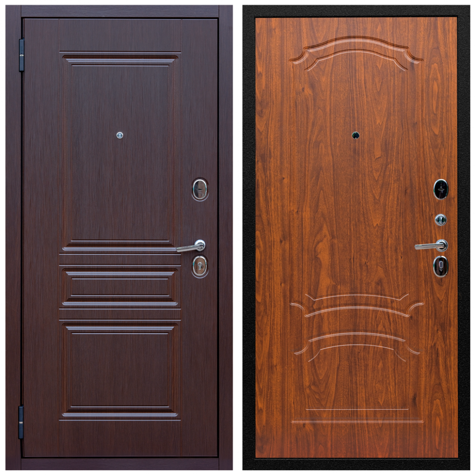 фото Входная дверь Армада Экстра МДФ 10 мм ФЛ-243 Лиственница шоколад; МДФ 6 мм ФЛ-140 Морёная берёза