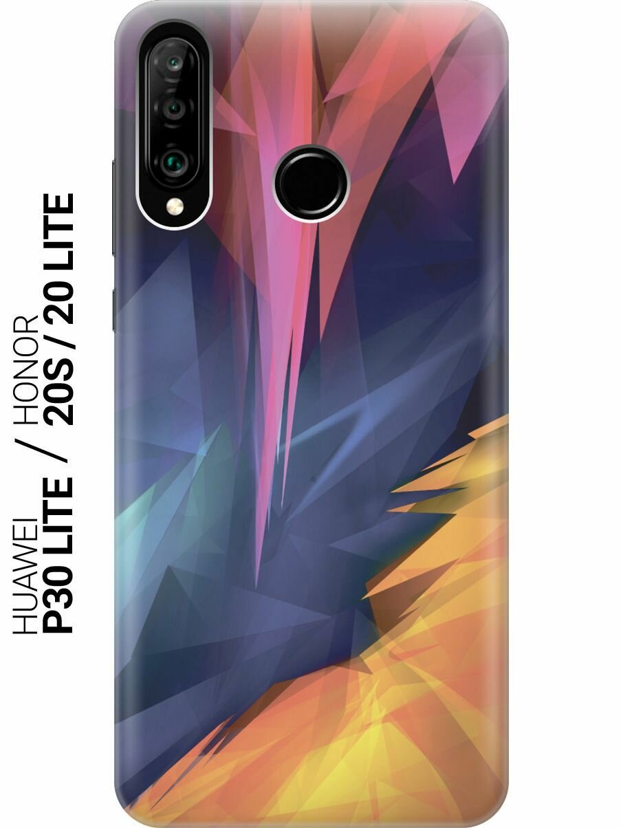 Силиконовый чехол на Honor 20 Lite / 20s / Huawei P30 Lite / Хуавей П30 Лайт / Хонор 20 Лайт / 20s с принтом "Розовый, синий, желтый"
