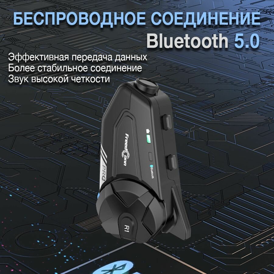 Мотогарнитура с видеорегистратором FreedConn R1 Pro (Bluetooth Wi-Fi)