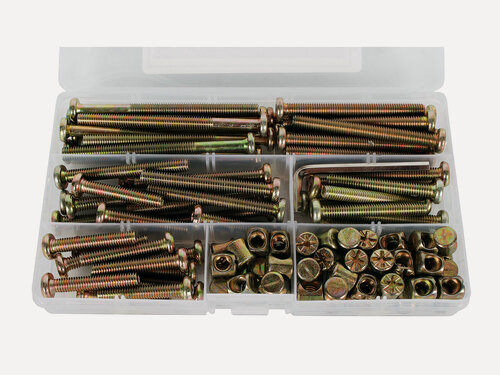 Изображение товара Набор винтов стяжных М6 35-80мм с круглыми гайками 110 предметов