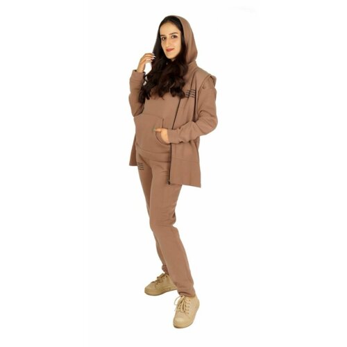 Костюм, размер 46, бежевый, коричневый