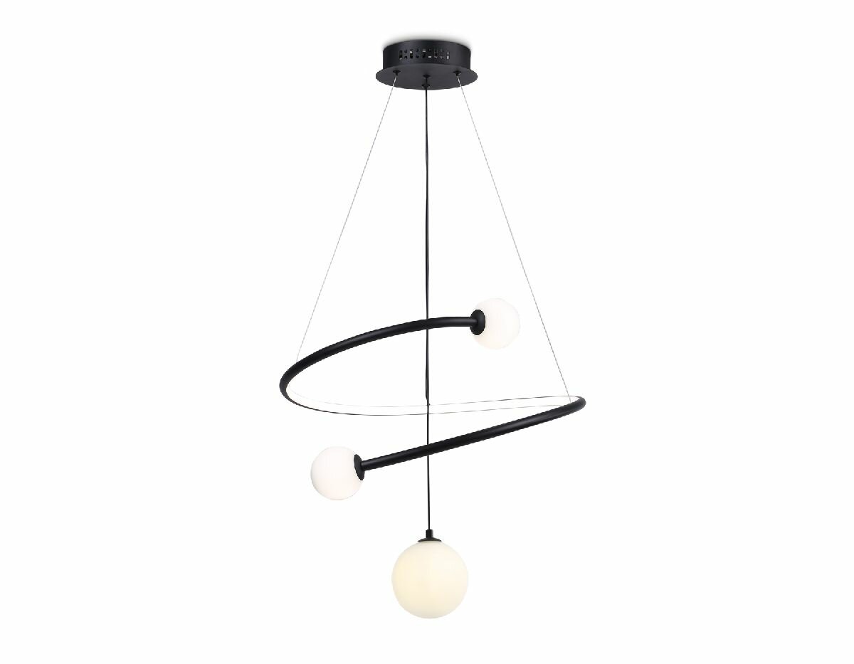 Подвесной светодиодный светильник с пультом управления Ambrella Light LineTech FL66303 BK черный 39W 3000K-6400K+G9 D500*1200 (ПДУ ИК)