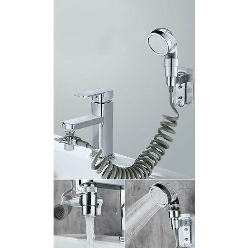 Насадка на кран с душем шланг спиральный лейка на раковину лейка 876₽