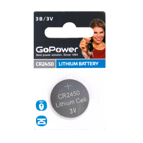 ABC Батарейка GoPower Lithium CR2450 00-00023125, 3.0В CR2450 (1шт./уп.) (ret) батарейка gopower lr27a 5 шт 00 00022424