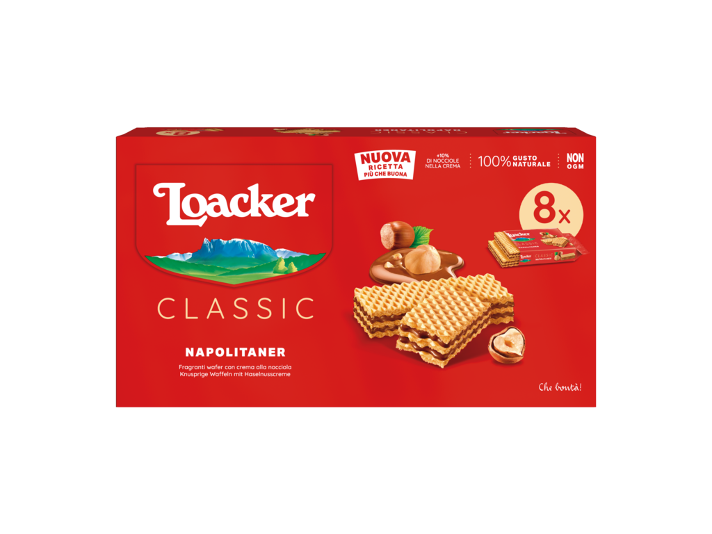 Вафли Loacker Classic Napolitaner (ореховая начинка), 8шт по 45 г