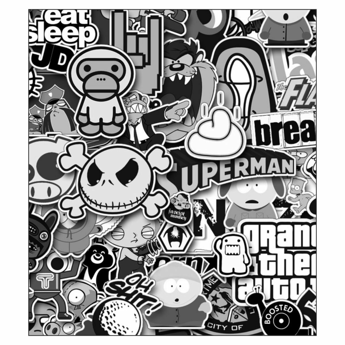 Стикербомбинг №2 (черно-белый), 170х150мм, Арт рэйсинг