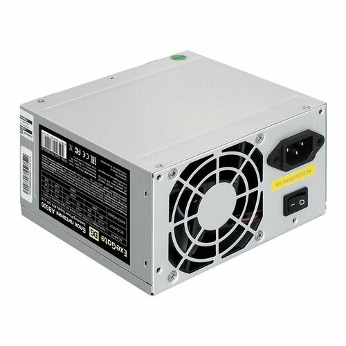 Блок питания EXEGATE AB500, ATX v2.3, 500W, 80mm, 24+4pin, 3xSATA, 2xMolex, OEM блок питания exegate atx ab500 500w серый